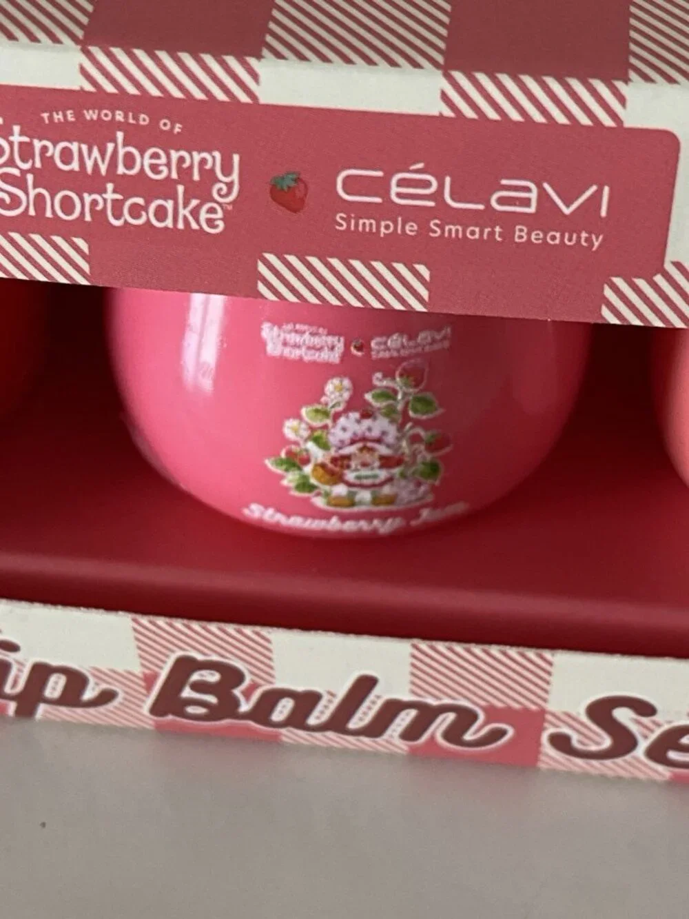 Set Of 3 Strawberry Shortcake Celavi Hydrating Lip Balm Strawberry Jam Jelly NEW